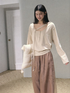 OAKMOO | Áo Sơ Mi Tay Dài Không Đều Cao Cổ Dùng Vải Lyocell Cotton