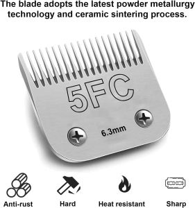 Sokany | Detachable Pet Dog Cat Grooming A5 Clipper BladeCompatible with Andis Oster,Wahl KM 10 Series Clippers,Size-5FC 1/4”(6.3mm)