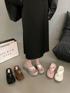 Thick Sole Height Increasing Pink Slippers Female Summer Outwear Fashion New Arrival K-style Flip Flops Flip-Flops All-Matching Beach Shoes