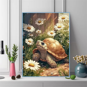 Cute Tortoise Turtle Daisy Floral Artwork Jigsaw Puzzle 500/1000/1200/2000PCS Stress Relief Puzzle Wall Art Decor Gift