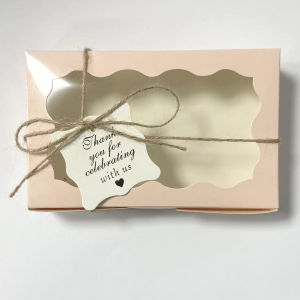 Giấy Kraft Hình Chữ Nhật Bánh Kẹo Hộp 10/30/50 Chiếc Cửa Sổ Mở Cưới Chocolate Tặng Bao Bì Làm Bánh Dự Tiệc Cung Cấp