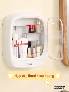 Kệ đựng mỹ phẩm treo tường nhà tắm Hokori Việt Nhật chống nước có nắp chính hãng việt nhật