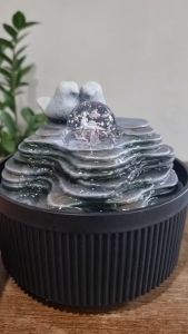 น้ำพุล้นตกแต่ง ตั้งโต๊ะ อ่างน้ำล้นนกคู่มีลูกแก้ว เสริมฮวงจุ้ยมงคล ของขวัญเปิดร้านใหม่ รหัส7241229L