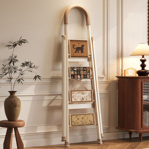 Meisda Small Ladder Folding Heightening Staircase Chair Stool Two-use Wooden Rack Home Use Ladder Ladder Shelf Elderly