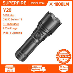 SUPERFIRE Flashlight Y20 Zoom Strong Light Flashlight 800M Long-range Type-c Charging Waterproof Portable Torch Light for Camping Outdoor