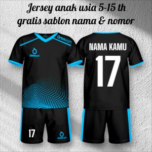 (GRATIS REQUEST SABLON NAMA & NOMOR) Setelan Jersey Anak Usia 5-15 Th - Jersey Costum - Jersey Anak- Baju Olahraga Futsal Sepakbola Badminton Volleyball