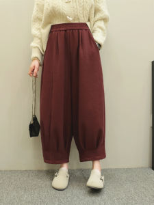 High Waist Loose Wide Leg Harlan Pants Cotton Blend Comfortable Spring New Style Womens Nine Point Elastic Waist Trousers
