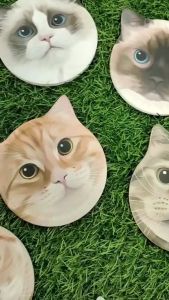 หุ้นๆ รองแก้ว พร้อมส่ง แผ่นหินรองแก้ว ที่รองแก้ว ช่องที่รองแก้ว น้องแมว ทำความสะอาด เนื้อเยื่อสด และสะอาดง่าย🥤