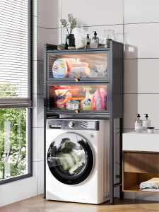 Washing Machine Top Storage Cabinet with Door Dustproof Toilet Roller Storage Floor Balcony Bathroom Toilet Storage Rack