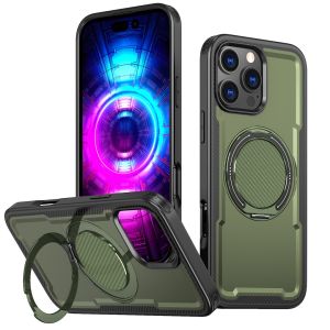 16FT Military Drop Proof Strong Magsafe Phone Case for iPhone 11 12 13 14 15 16 17 Pro Max 18 Pro Max 14 15 16 Plus 16e 17e Shockproof Rugged Cover with Hidden Stand Raised Lens & Screen Bumper Full Lens Protection