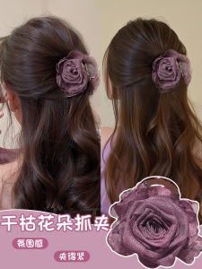 กิ๊บติดผมดอกกุหลาบแห้งสำหรับผู้หญิง กิ๊บติดผมสไตล์เกาหลีสุดเก๋ ทรงครึ่งหัว เครื่องประดับผมสำหรับท้ายศีรษะ ทรงลำลอง