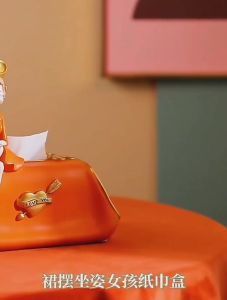 Cute Bubble Girl Sitting On A Pouch Tissue Box