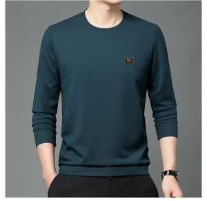 IELGY Casual Long-sleeved Mens Swedshirt Korean Fashion Autumn and Winter Simple Business Long-sleeved Mens T-shirt