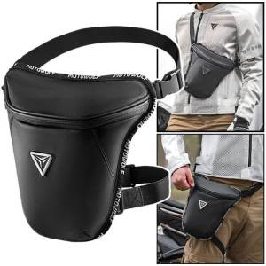 Men Motorcycle Waist Leg Bag Waterproof Bike Waist Leg Pouch Lightweight Casual Riding Thigh Bag Outdoor Sport Waist Pack Black