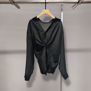 Ainosi Flagship Store Spring 2025 Loose Slimming V-Neck Design Sense Overhead Shirt Womens Top Korean Style Straight Cut