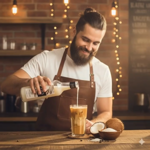 1883 MAISON Routin Coconut Syrup 1L - French Premium Syrup for Coffee Milk Tea & Desserts