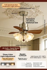 YIGELIGHTING | Vintage Retro French Style Ceiling Fan Light