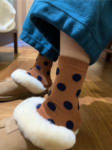 In Stock South Korea Women's Socks: Dongdaemun Street Style & Three-Dimensional Flocking Polka Dot