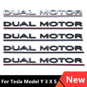 3D Logo DUAL MOTOR Underlined Letters Emblem For Tesla Model Y 3 X S Car Trunk Badge Sticker Dual Motor Sticker Accessories