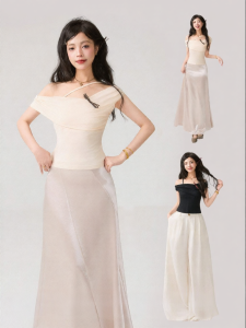 KEIKO | Asymmetric Off-shoulder Crop Slim T-Shirt