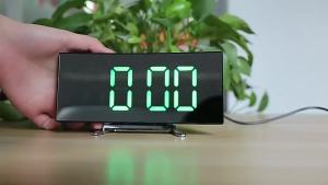 Creative Curved Electronic Clock LED Large Screen Plug-in Battery Dual-purpose Mirror Alarm Clock Student Bedroom Dedicated
