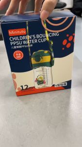 Minitutu PPSU Material 300ML Straw Cup with Strap V-shape Straw Anti-Colic BPA Free suitable for 9+months kids