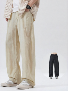 Wood soon | Straight Fit Casual Pants for Men Spring Summer High-Street Style Wide Leg