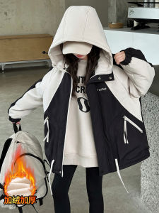 Girls Winter Jacket Fleece Lined Hooded Coat Childrens Cotton Puffer Autumn Winter Outerwear Casual Style Thickened Long Sleeve