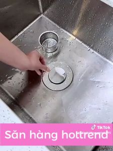 Bộ Nhấn Xả Bồn Rửa Bát Lõi Đồng 3 in 1 - Ngăn mùi hôi côn trùng Nút chặn thoát nước Khay giỏ lọc thức ăn thừa