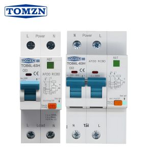 Cầu Dao Điện TOMZN AFDD RCBO 2P AC230V 63A Đường Cong C Lắp Trên Thanh DIN 35MM Có Chức Năng Bảo Vệ Quá Tải Ngắn Mạch Và Chống Hồ Quang 6kA