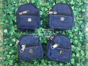 Móc khóa túi balo mini xinh xắn chất liệu jean3 ngăn kéo tiện đựng nhiều thứ như giấy giữ xe dây cột tóc nhỏ tiền gấp nhỏ...v ..v...