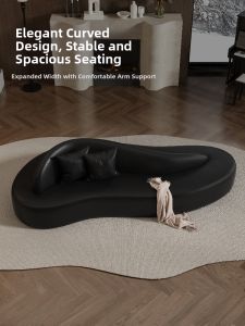HSMJ | Minimalist Leather Sofa for Receptions and Rest Areas Double-Sided and Curved Design
