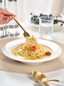 French Porcelain Spiral Design Pasta Plate