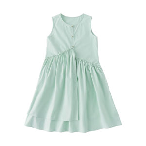 Summer New Pure Cotton Sleeveless Dress for Girls Loose Fairy Skirt Style Casual Leisure Wood Grain Edge Detail Daily Wear