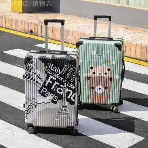 Trendy Large Capacity Womens Luggage Cartoon Pattern Spinner Wheels Password Lock Travel Suitcase Popular Graffiti Design