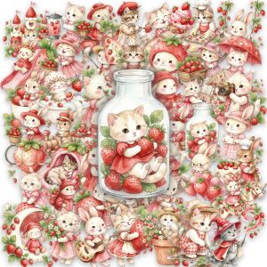 50 Pcs Pastoral Cat Rabbit Clear PET Stickers Decorate Suitcase Phone Notebook Scrapbook Cup Scrapbook Waterproof Decals