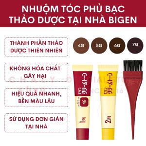 Nhuộm tóc phủ bạc thảo dược màu đen tự nhiên 7G Bigen Hoyu nội địa Nhật