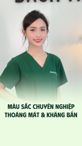 Bộ Scrubs Nam - Nữ Spa Cổ Tim Cotton lạnh Hàn mềm nhẹ không nhăn thấm hút tốt [THÊU THEO YÊU CẦU]