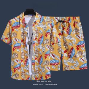 Summer Shorts Beach Set Mens Vacation Clothing Large Size Beach Travel Couples Summer Outfit Casual Loose Fit Youth Trend