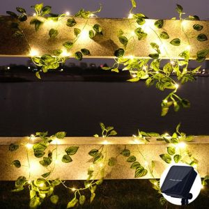 LED Solar Sunflower Light String Outdoor Fairy Lamp 8 Mode Artificial Plant Leaf for Wedding Camping Garden Fence Decoration