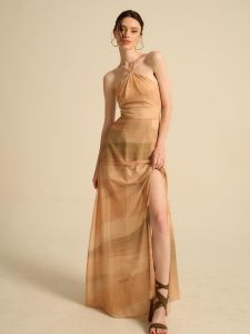 French Style Temperament Gentle Fairy Summer Xishuangbanna Sanya Seaside Holiday Beach Dress Halterneck Dress