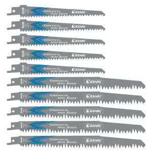EZARC 10PCS Wood Pruning Reciprocating Saw Blades 5pcs 6inch(150mm) + 5pcs 9inch(225mm) 5TPI CRV Reciprocating Saw Blades