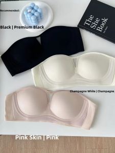 Suspended Soft Support Strapless Intimates Womens Fixed Cup Small Chest Push up Anti-Slip Tube Top Thin Not Empty Cup Bra
