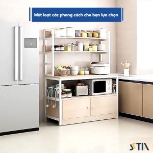 MIKI Kệ Nhà Bếp Kệ Đa Năng Chất Thép Carbon Cao Cấp Có Ngăn Tủ Đựng Đồ Dùng Nhà Bếp - Hàng Nhập Khẩu