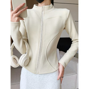 Brushed Koala-like Velvet Stand Collar Outwear Female Autumn and Winter Outerwear 2024 New Arrival Silm Waist Fashionable Cardigan Warm Long Sleeves