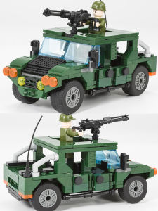 Chinese Chariot Fierce Assault Vehicle Armed Hummer off-Road Personnel Carriers (APC) Wheeled Armored Vehicle Metro Conflict Assemble Building Blocks