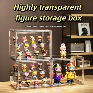 Transparent acrylic blind box display box with dust-proof magnetic closure suitable for storing models and blind box toys