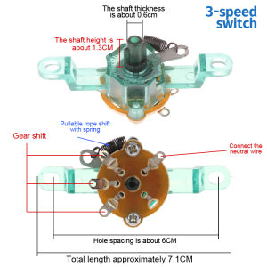 1Pc Round Fan Speed Control Switch For Floor Fan Wall Fan Gear Switch Replacement Parts
