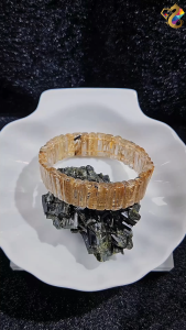 Collection Grade Old Mine Gold Rutilated Shou Pai Bracelet