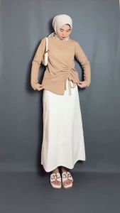 Crop top blouse serut lengan panjang atasan tylova blouse tali serut samping kekinian wanita